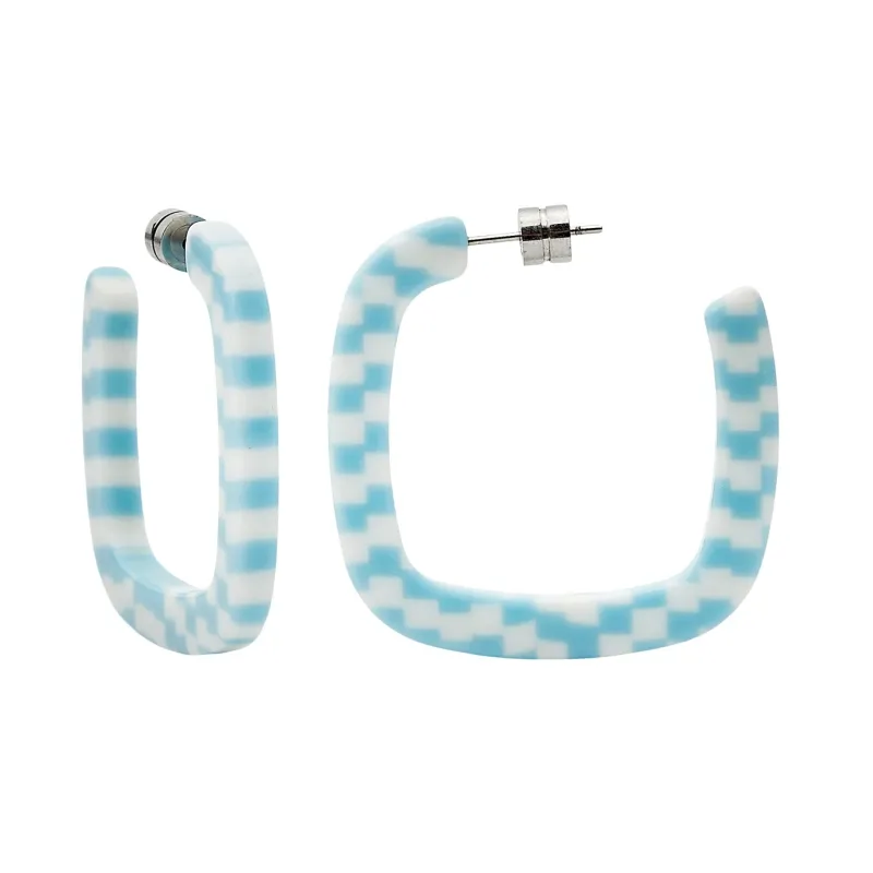 Midi Square Hoops in Blue Checker sold by Machete