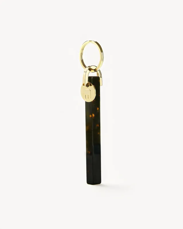 Bar Keychain in Dark Tortoise - Gold sold by Machete