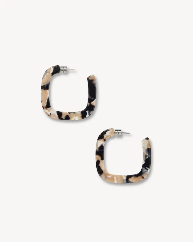 Midi Square Hoops in Abalone sold by Machete