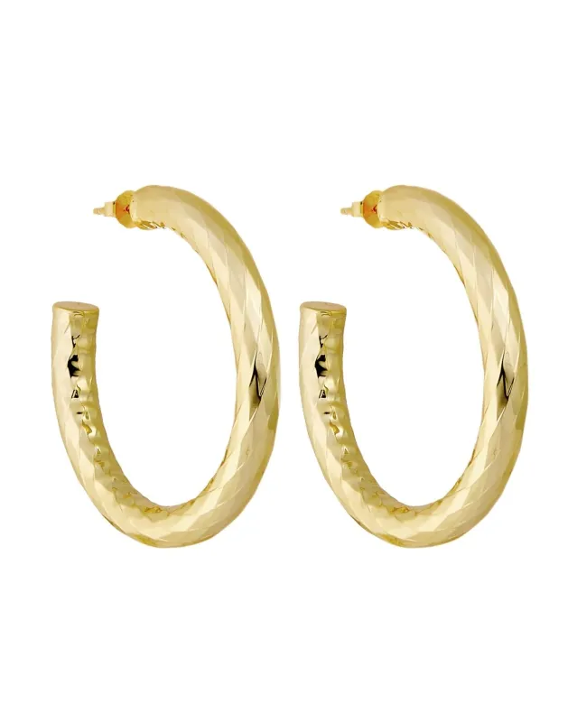 1.5" Wavelet Hoops in Gold sold by Machete