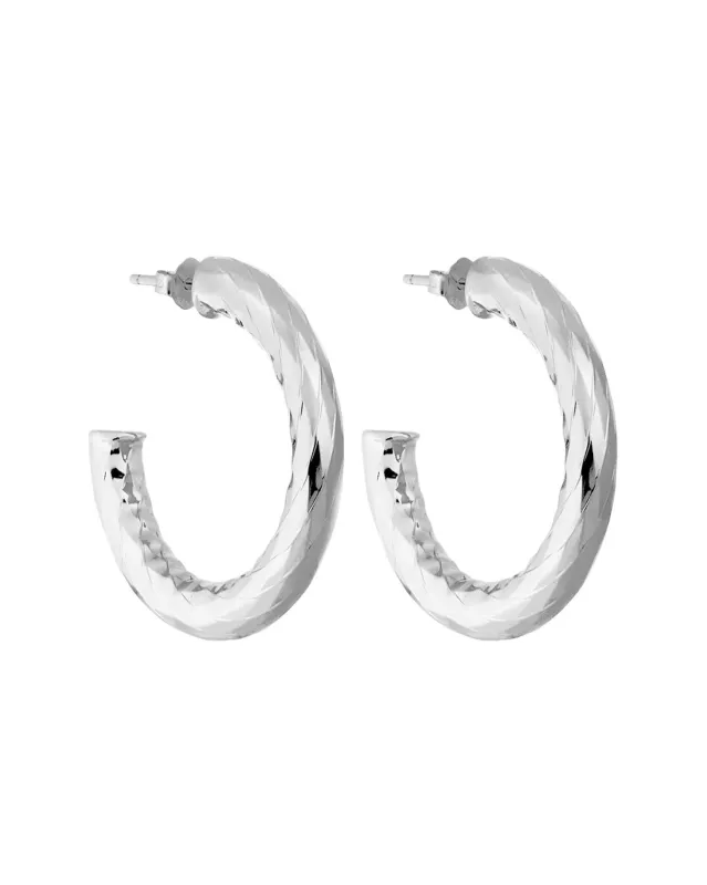 1" Wavelet Hoops in Silver sold by Machete
