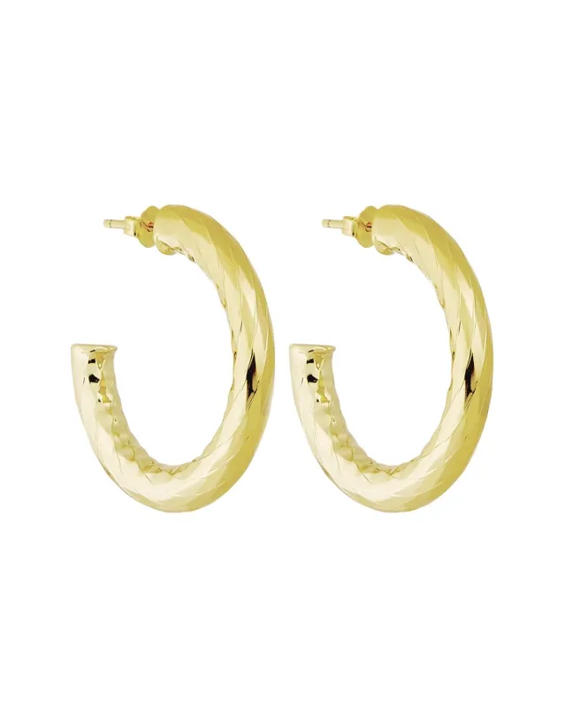 1" Wavelet Hoops in Gold sold by Machete