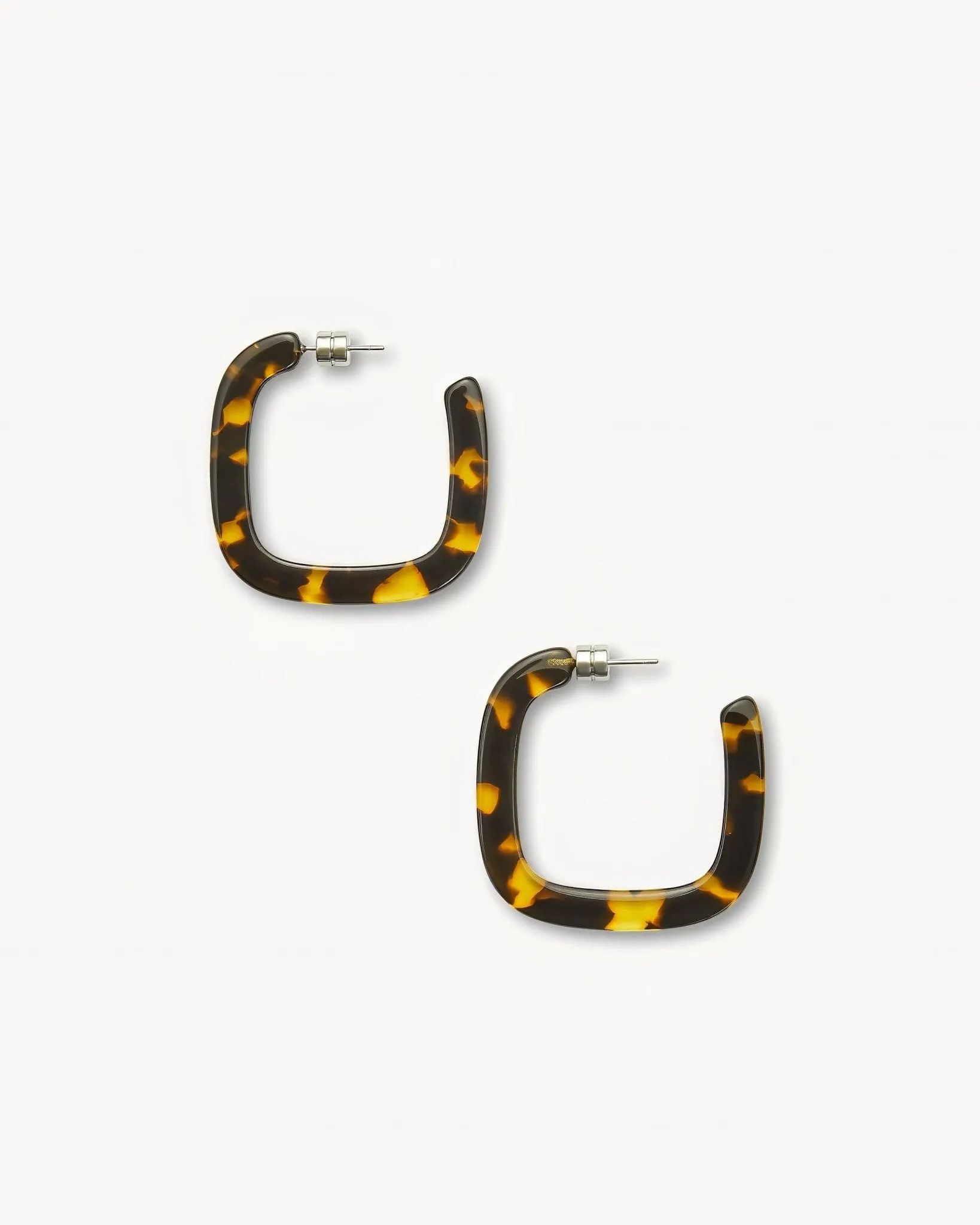 Midi Square Hoops in Dark Tortoise sold by Machete
