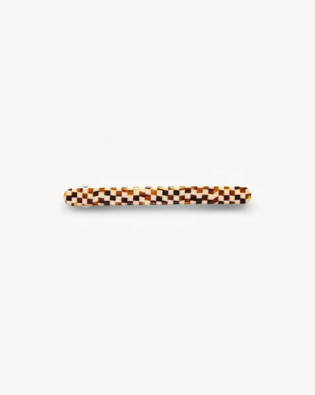 Slim Paris Barrette in Tortoise Checker sold by Machete