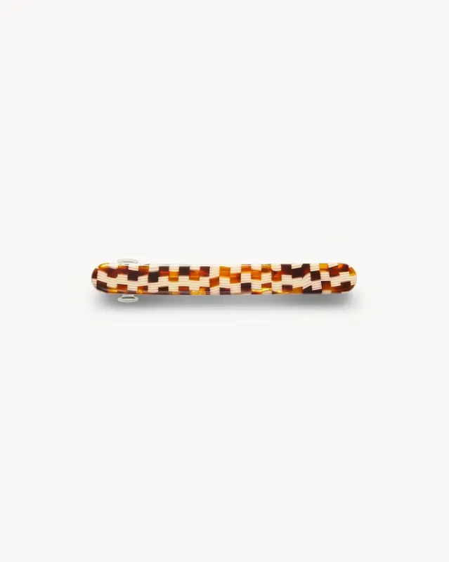 Midi Paris Barrette in Tortoise Checker sold by Machete
