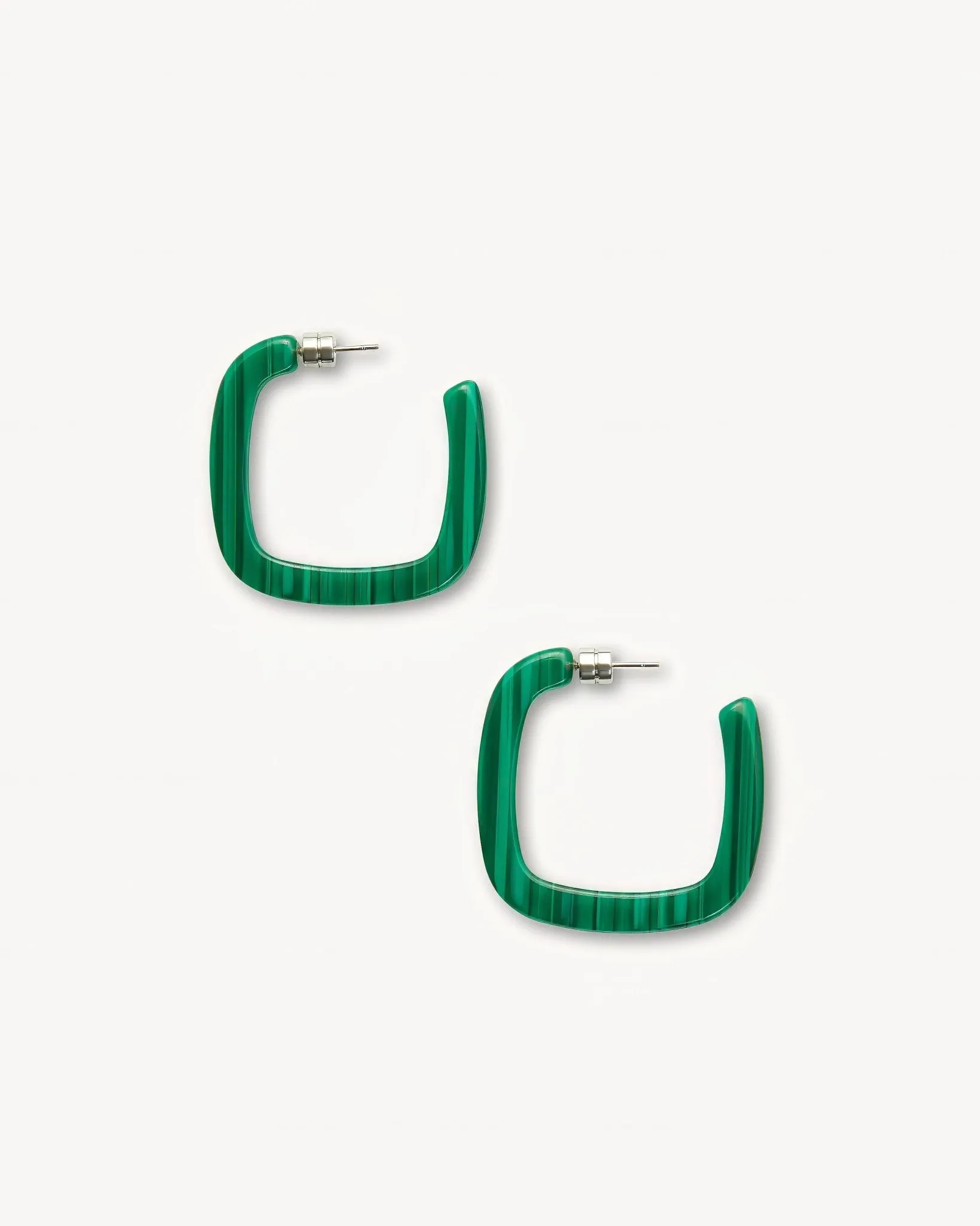 Midi Square Hoops in Malachite sold by Machete