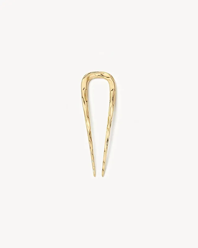 Petite Wavy French Hair Pin in Gold sold by Machete
