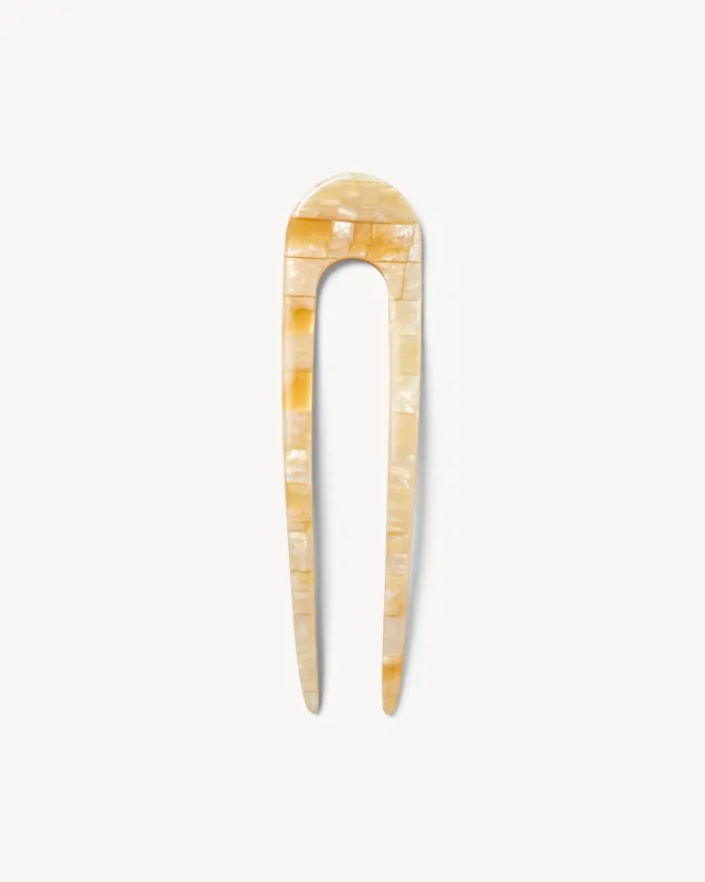 French Hair Pin in Sea Shell Checker sold by Machete