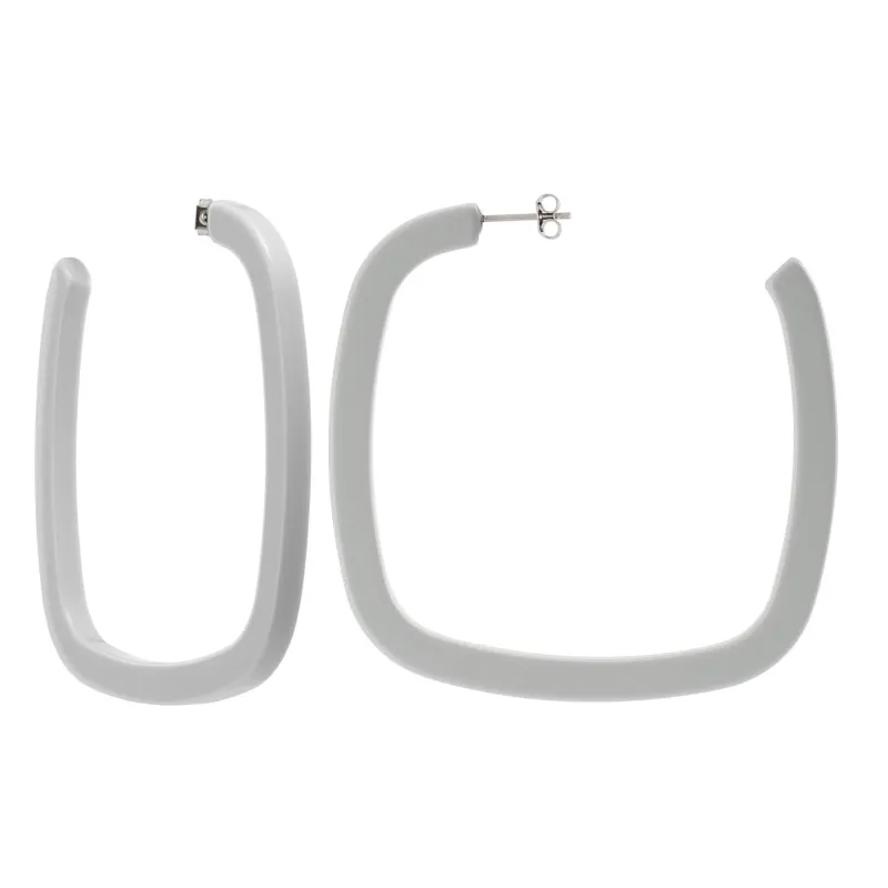Large Square Hoops in Light Grey sold by Machete