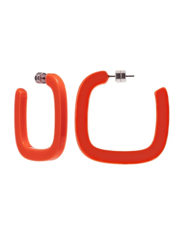 Midi Square Hoops in Bright Orange sold by Machete