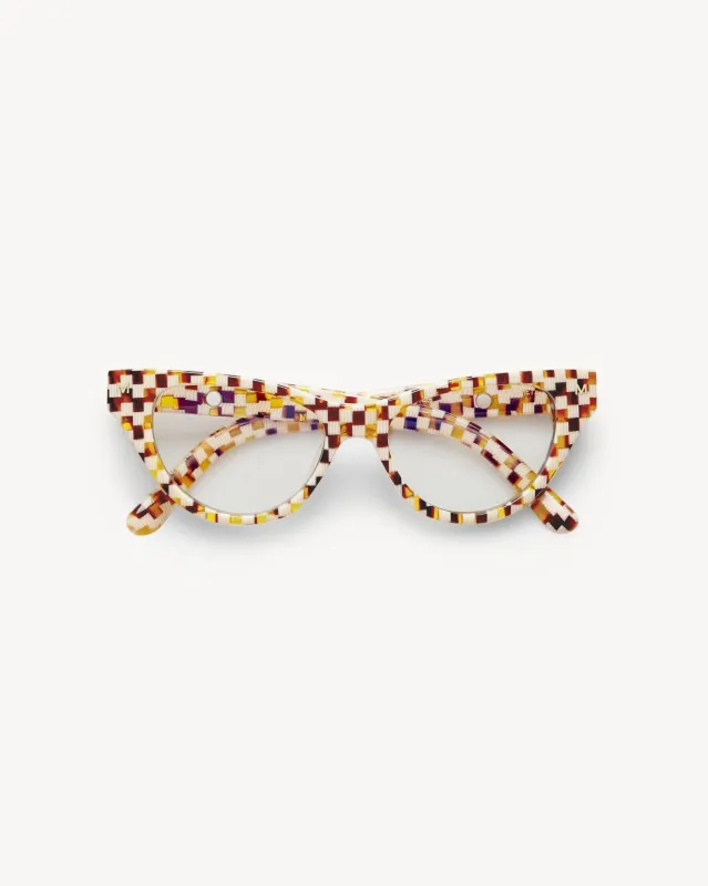 Suzy Glasses in Tortoise Checker sold by Machete