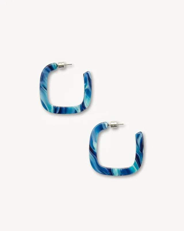 Midi Square Hoops in Capri sold by Machete
