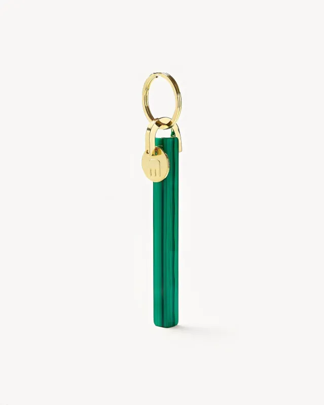 Bar Keychain in Malachite - Gold sold by Machete