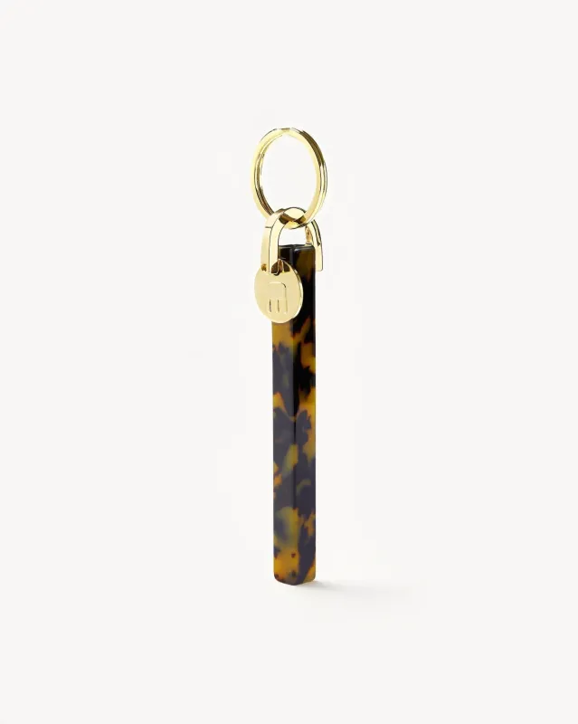 Bar Keychain in Classic Tortoise - Gold sold by Machete