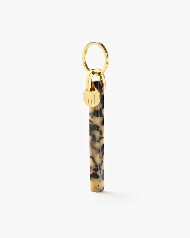 Bar Keychain in Blonde Tortoise - Gold sold by Machete