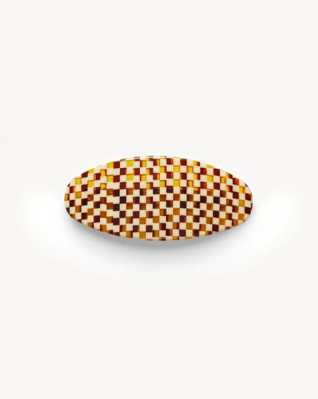Jumbo Oval Barrette in Tortoise Checker made by Machete