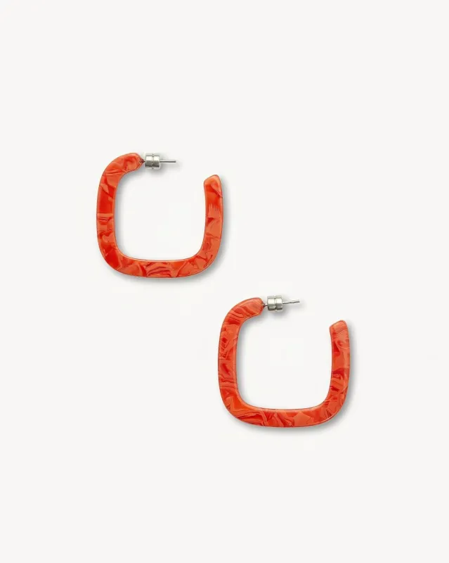 Midi Square Hoops in Poppy sold by Machete