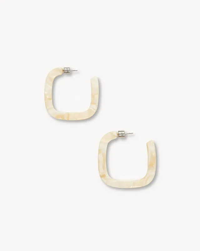 Midi Square Hoops in Ivory sold by Machete