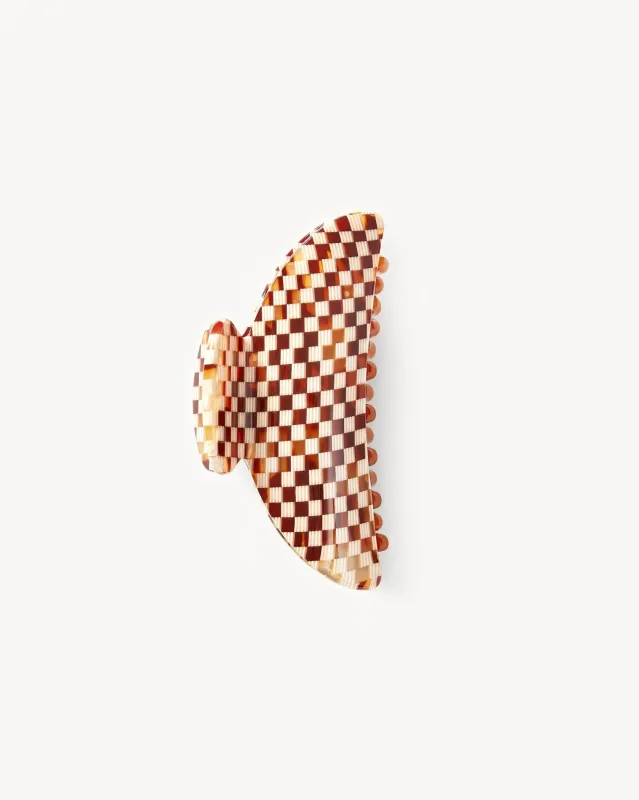Midi Heirloom Claw in Tortoise Checker sold by Machete