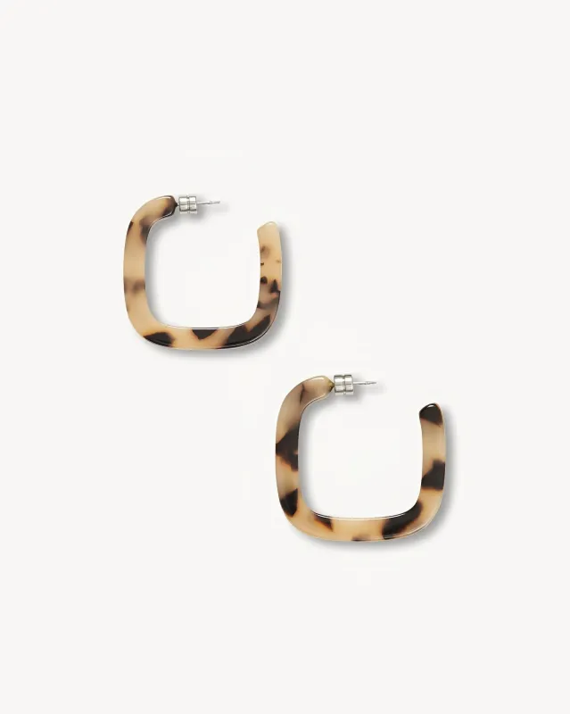 Midi Square Hoops in Blonde Tortoise sold by Machete