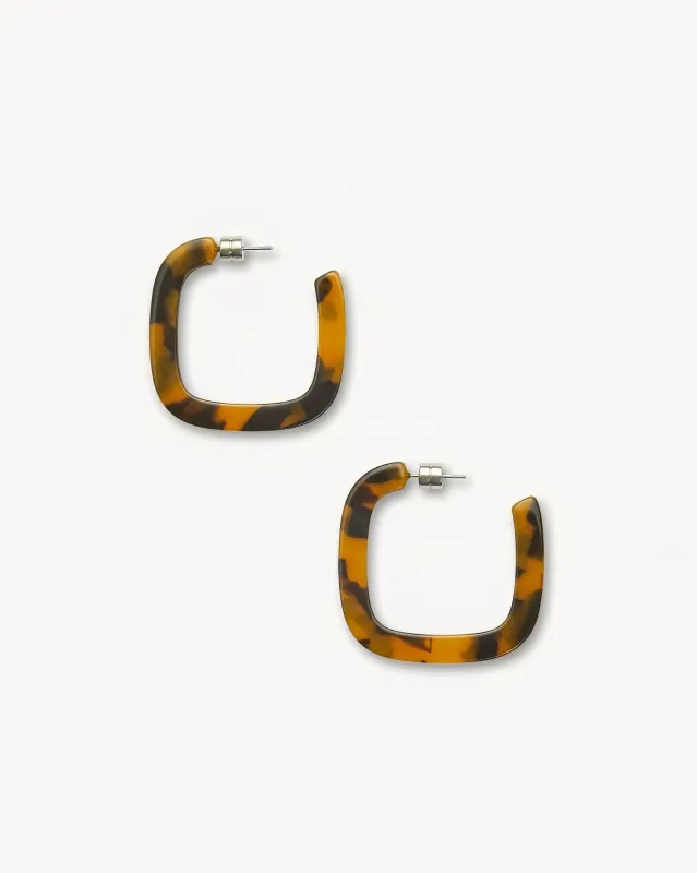 Midi Square Hoops in Classic Tortoise sold by Machete