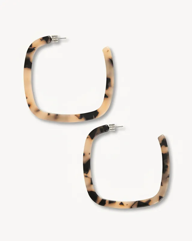 Large Square Hoops in Blonde Tortoise sold by Machete