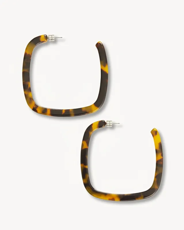 Large Square Hoops in Classic Tortoise sold by Machete