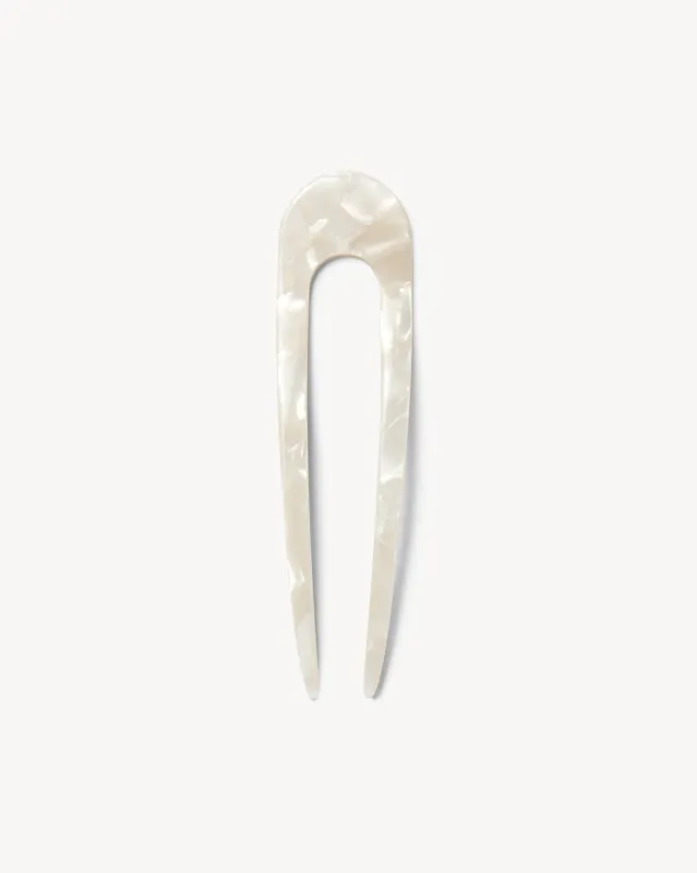 French Hair Pin in White Shell made by Machete
