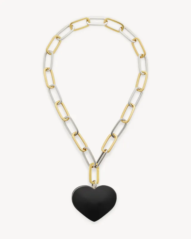 Grande Heart Pendant Necklace in Black sold by Machete
