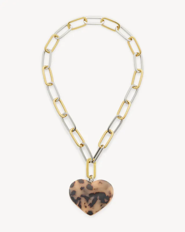 Grande Heart Pendant Necklace in Blonde Tortoise sold by Machete