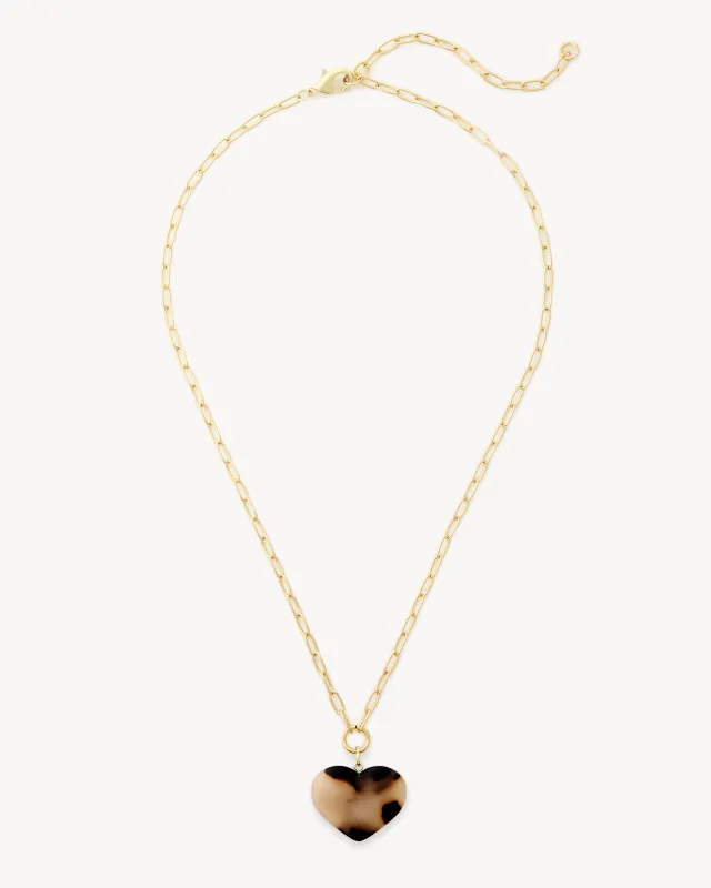Midi Heart Pendant Necklace in Blonde Tortoise sold by Machete