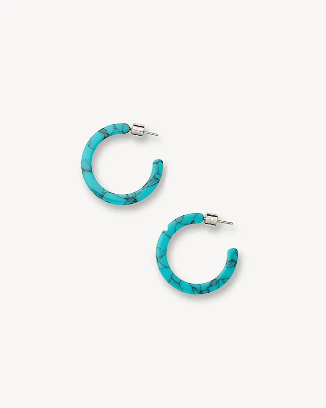 Mini Hoops in Teal Marble made by Machete