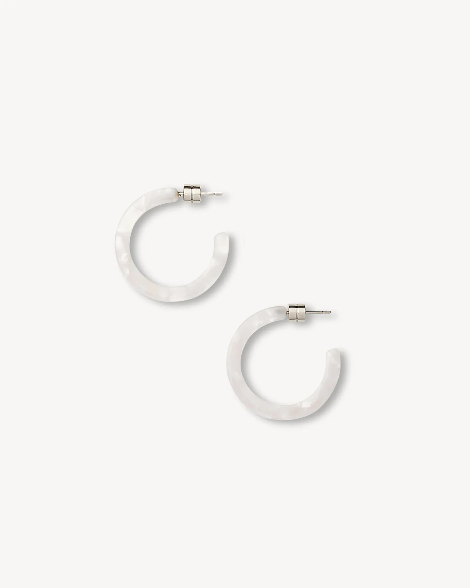 Mini Hoops in White Shimmer sold by Machete