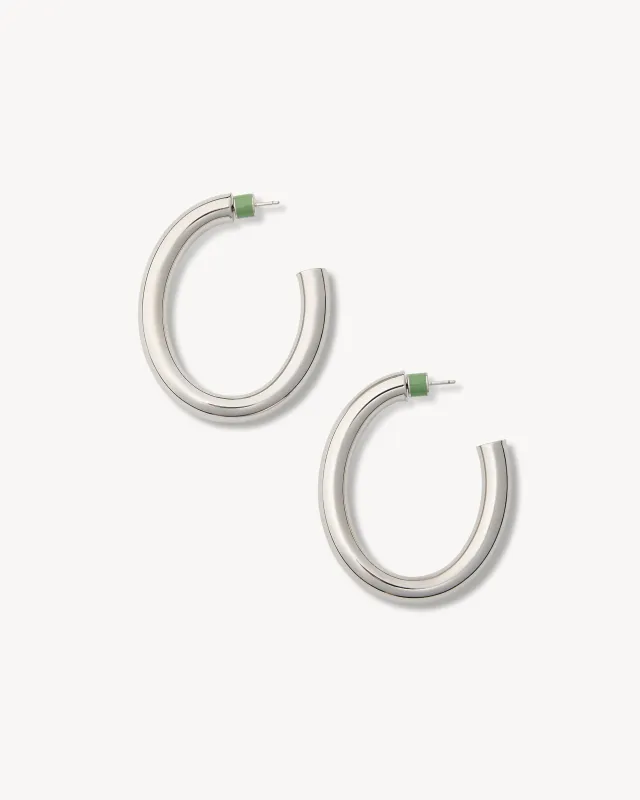 2" Perfect Oval Hoops in Silver made by Machete