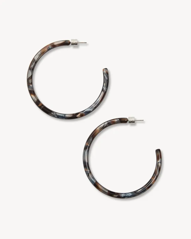Large Hoops in Blue Horn made by Machete