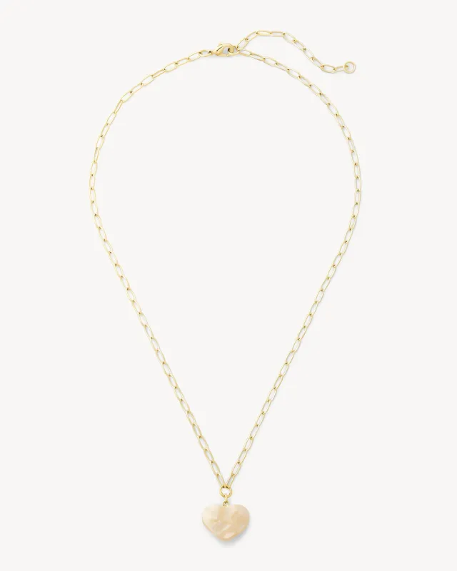 Mini Heart Pendant Necklace in White Shell made by Machete