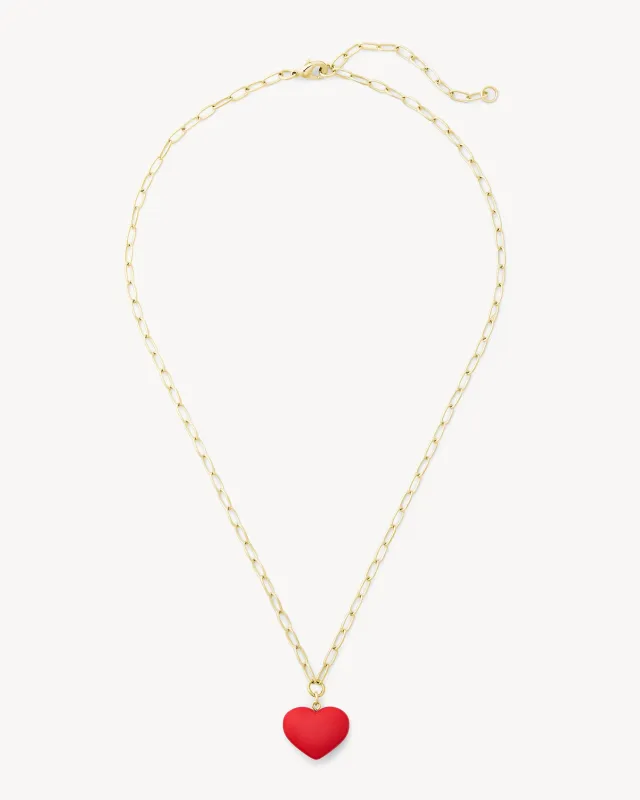 Mini Heart Pendant Necklace in Ruby made by Machete