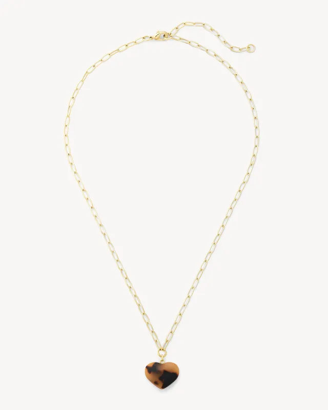 Mini Heart Pendant Necklace in Classic Tortoise made by Machete