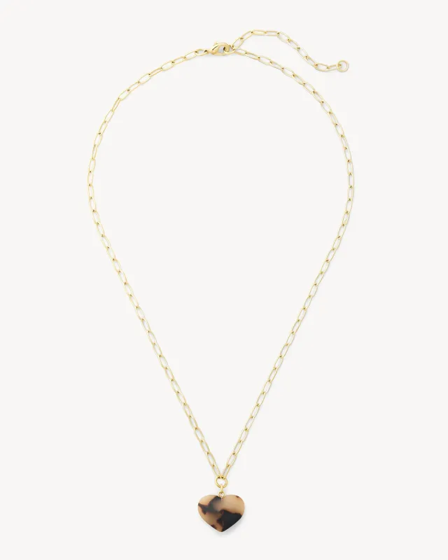 Mini Heart Pendant Necklace in Blonde Tortoise made by Machete