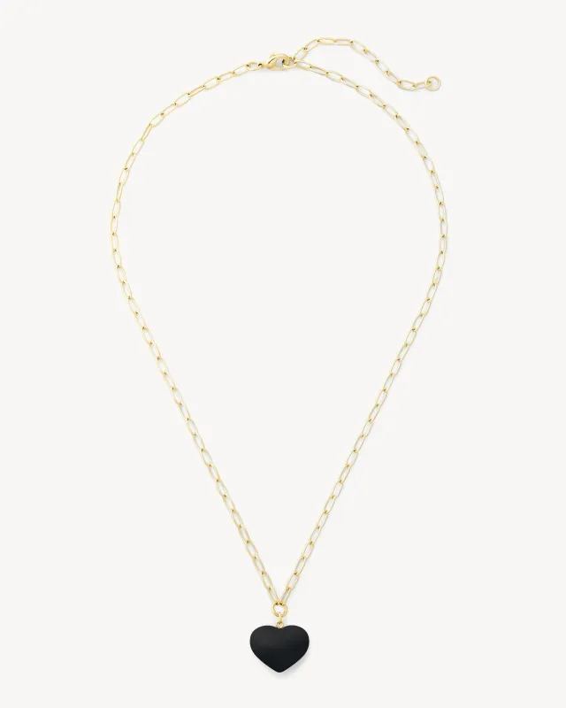 Mini Heart Pendant Necklace in Black made by Machete