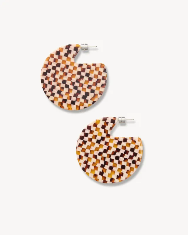 Clare Earrings in Tortoise Checker made by Machete