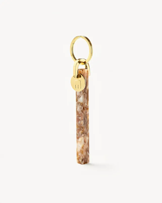 Bar Keychain in Baja Tortoise - Gold made by Machete