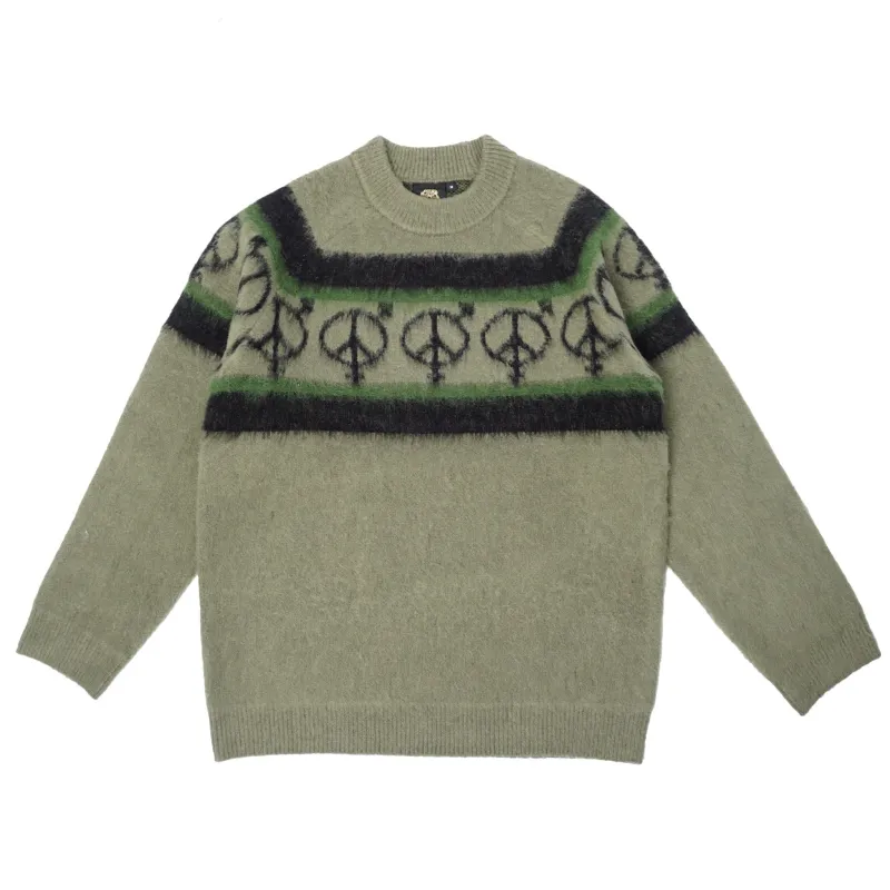 Sexhippies - OG Striped Brushed Mohair Sweater - Olive/Black/Forest sold by Alterior
