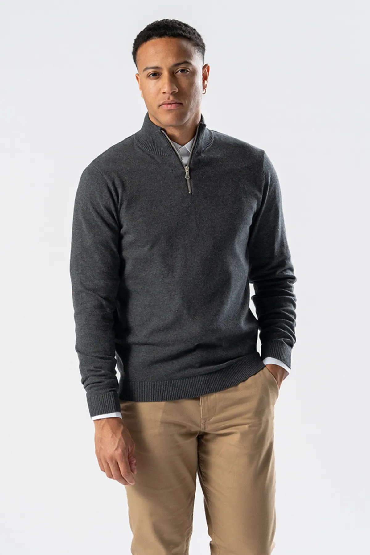 Pullover Half Zip - Charcoal Melange sold by Teeshoppen product image thumbnail 2