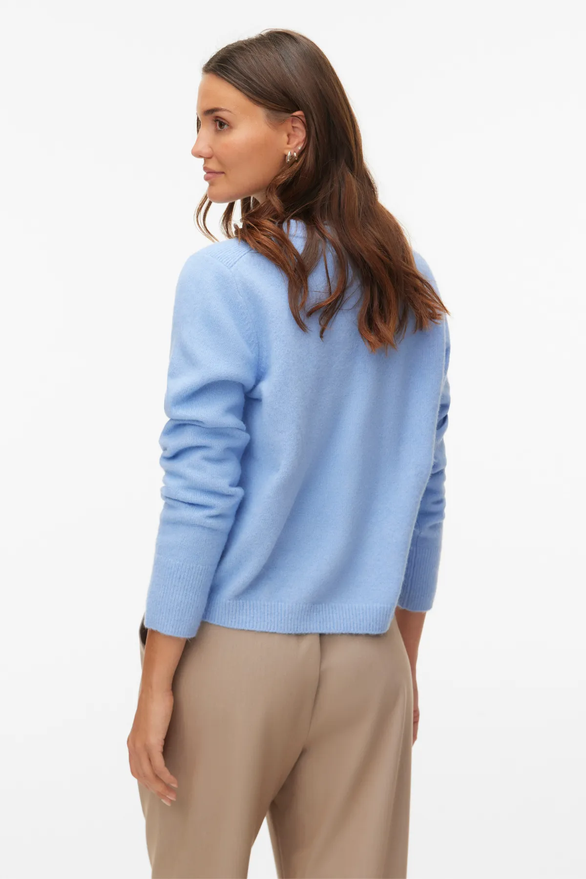 Fiona Kort Cardigan med Knapper - Brunnera Blue Melange sold by Teeshoppen product image thumbnail 4