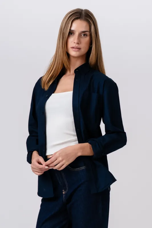 Boyfriend Oxford Skjorte - Navy sold by Teeshoppen
