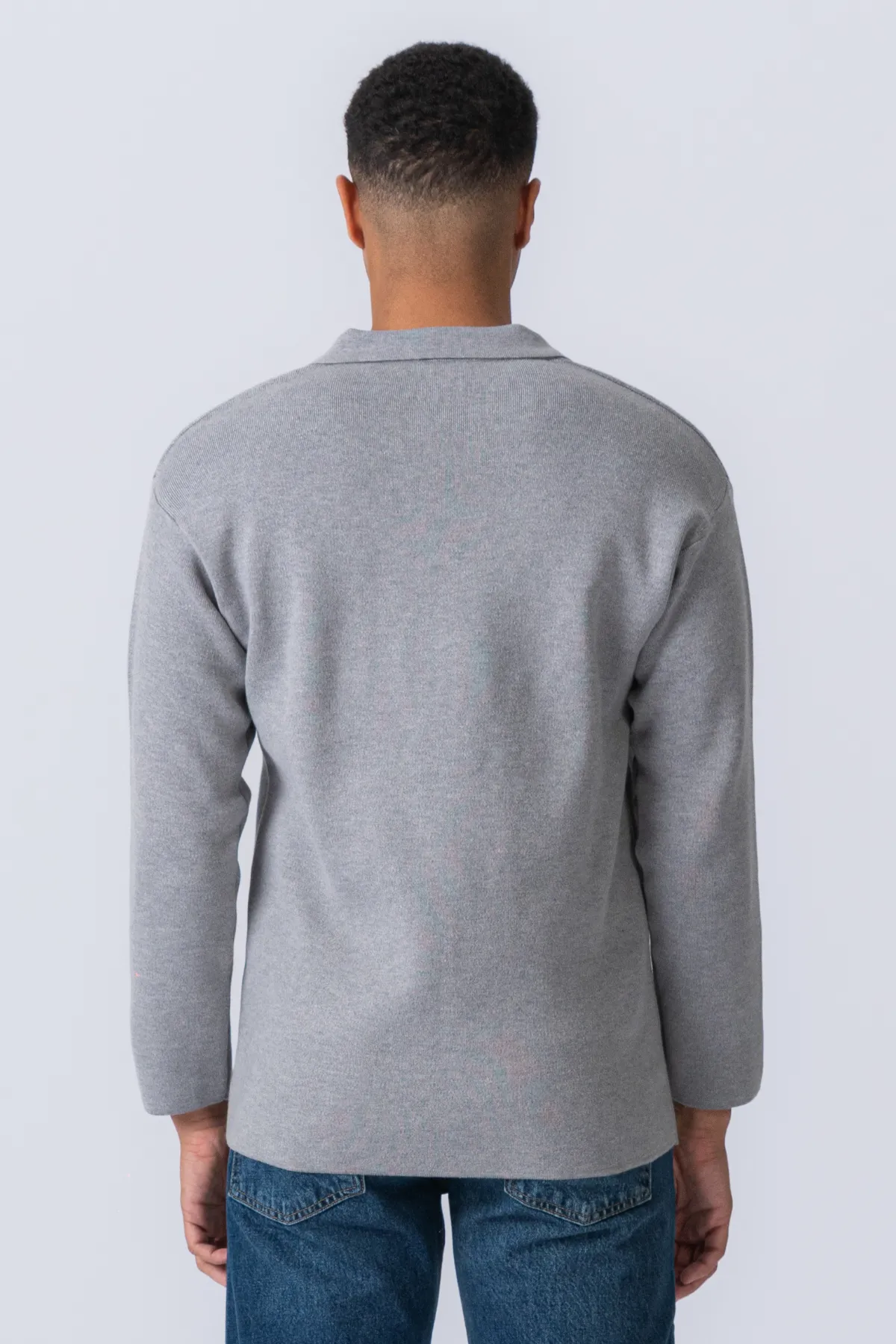 Strikket Langærmet Polo - Grå sold by Teeshoppen product image thumbnail 4