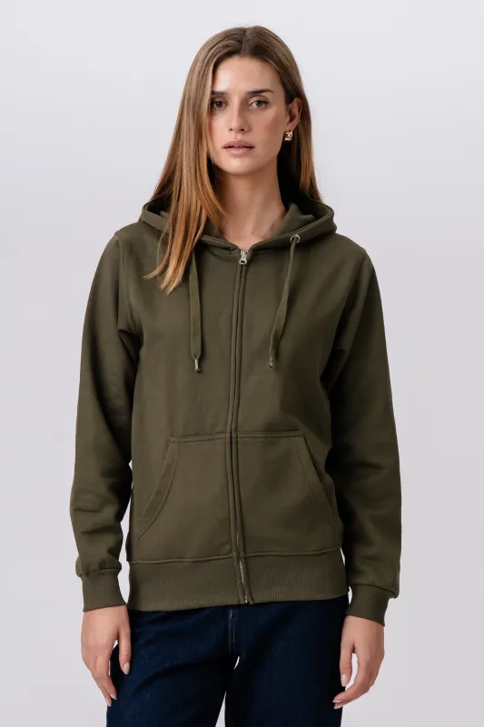 Basic Zip Hoodie - Army sold by Teeshoppen