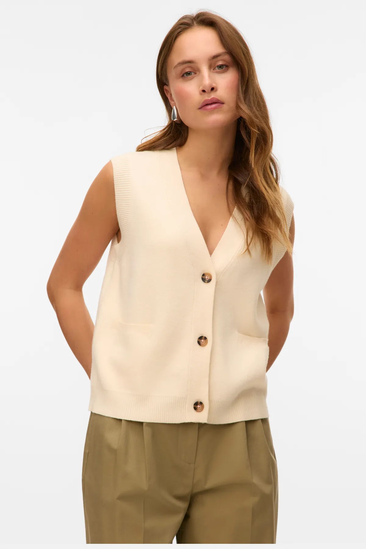 Saba V-neck Vest Med Knapper - Birk sold by Teeshoppen