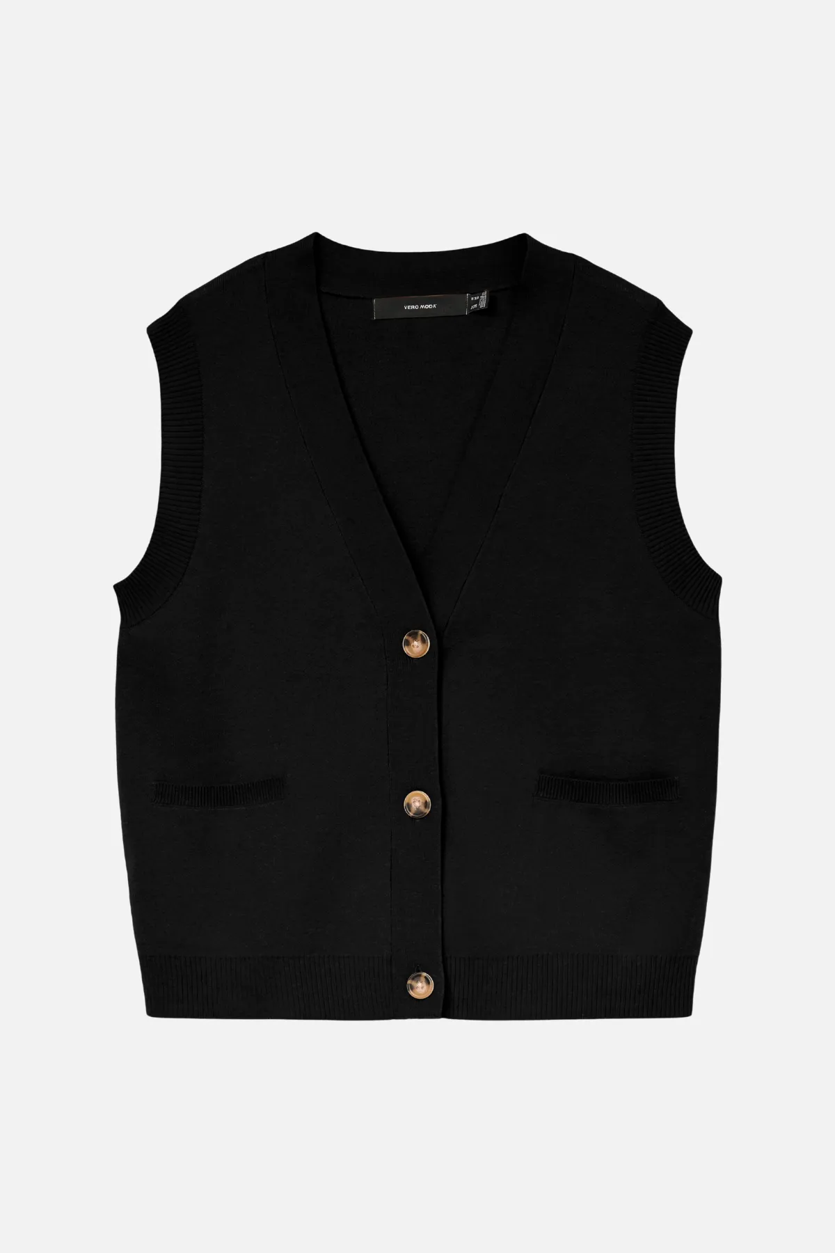 Saba V-Hals Knap Vest - Sort sold by Teeshoppen product image thumbnail 5